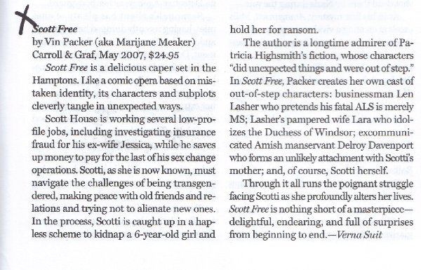 Scott Free Review in Mystery Scene 2007
