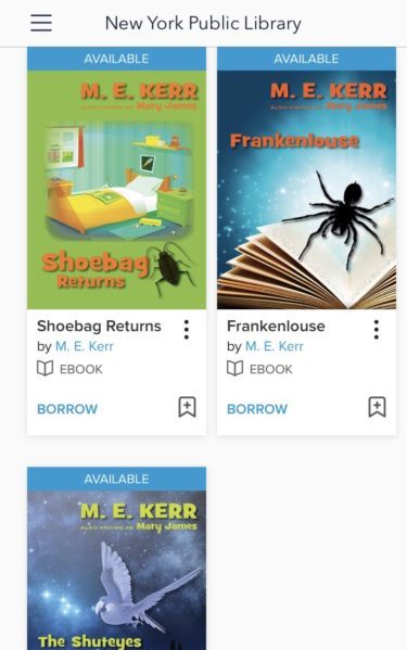 ME Kerr books at NYPL 3